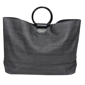 Kate Spade Black Raffia "O" Ring Handle Tote Bag NWOT